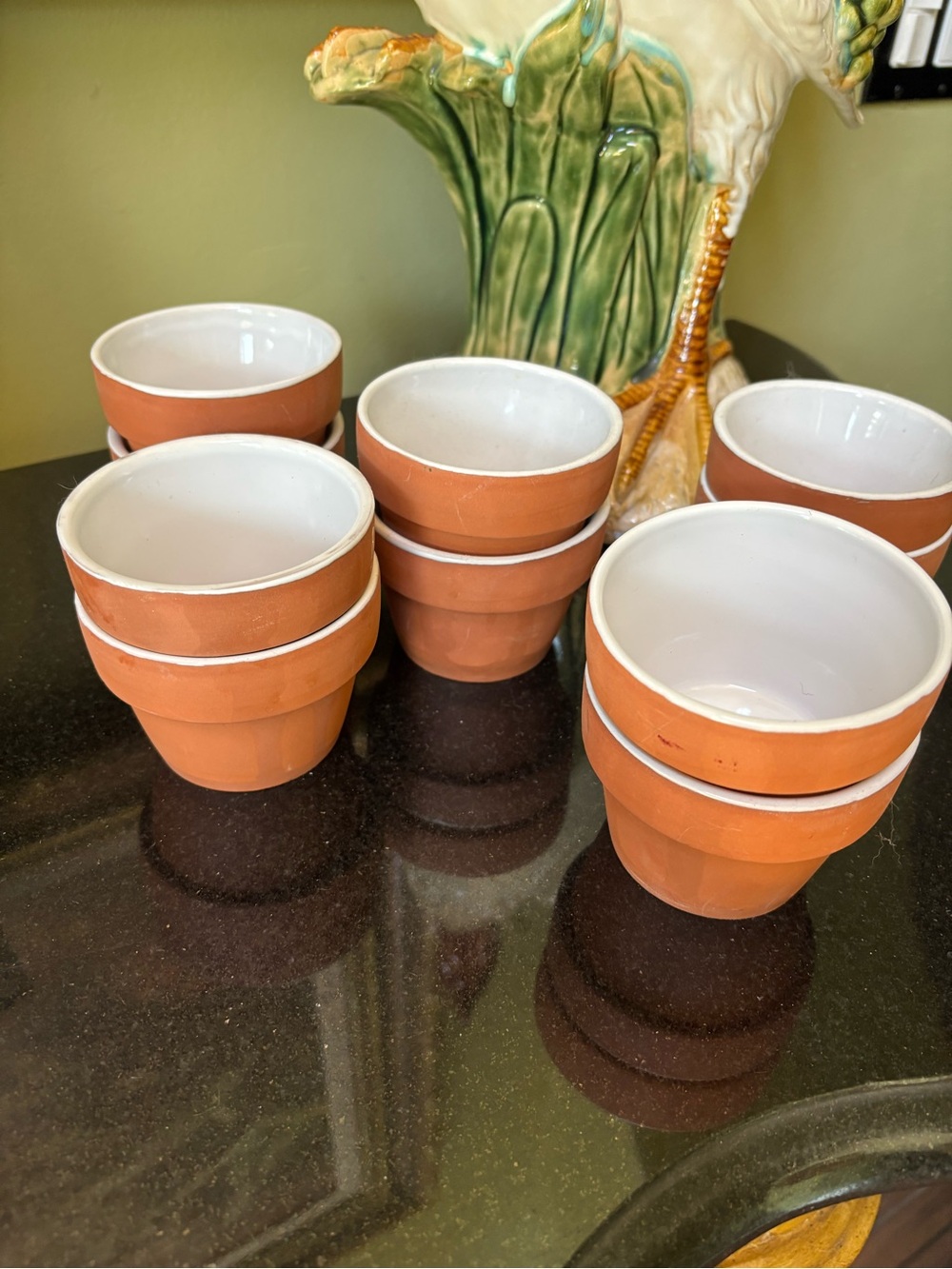 10 VTG Unique Muffin/Biscuit/Roll Glazed Terracotta & Ceramic Bakers & Tableware